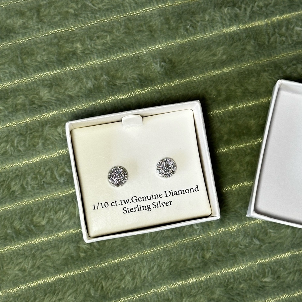 Genuine Diamond Sterling Silver Earrings
